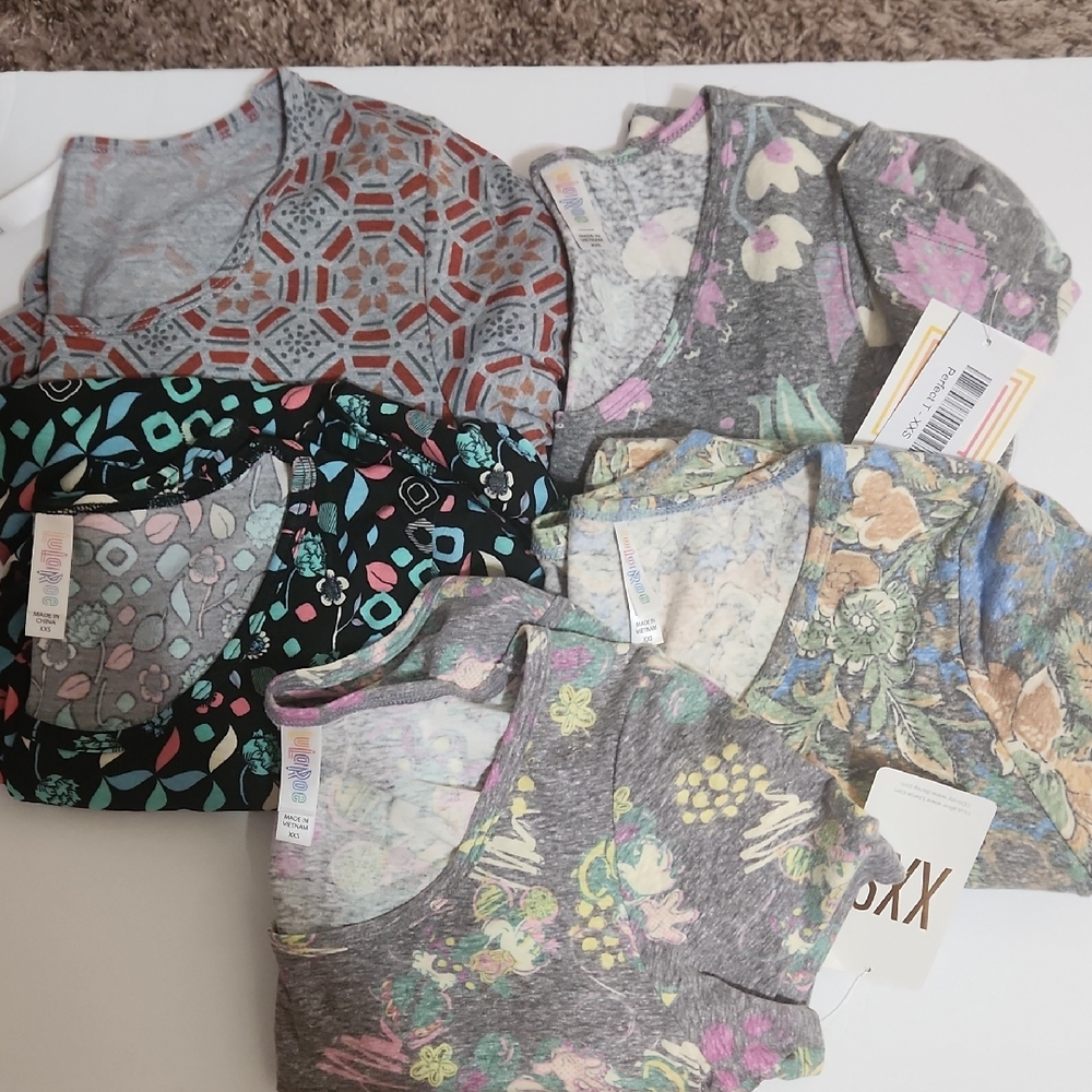 Lularoe Perfect And Classic Tshirts Minnie Mouse, Floral Geometric Design In XXS